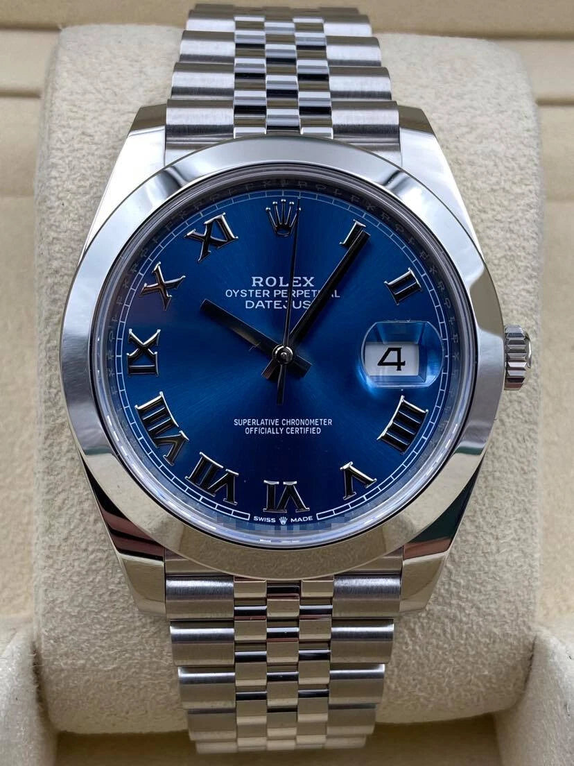 Rolex Datejust 41mm Smooth Blue Roman Dial Jubilee Bracelet 126300 Box & Papers 2024