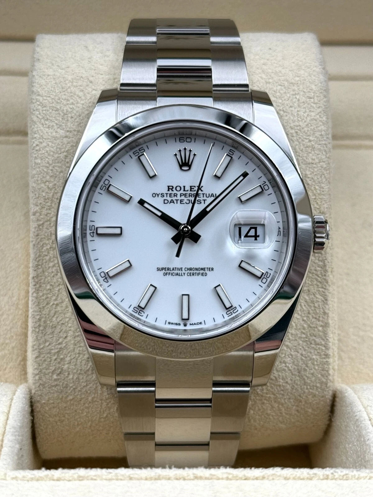 Rolex Datejust 41mm Smooth White Index Dial Oyster Bracelet 126300 Box & Papers 2024
