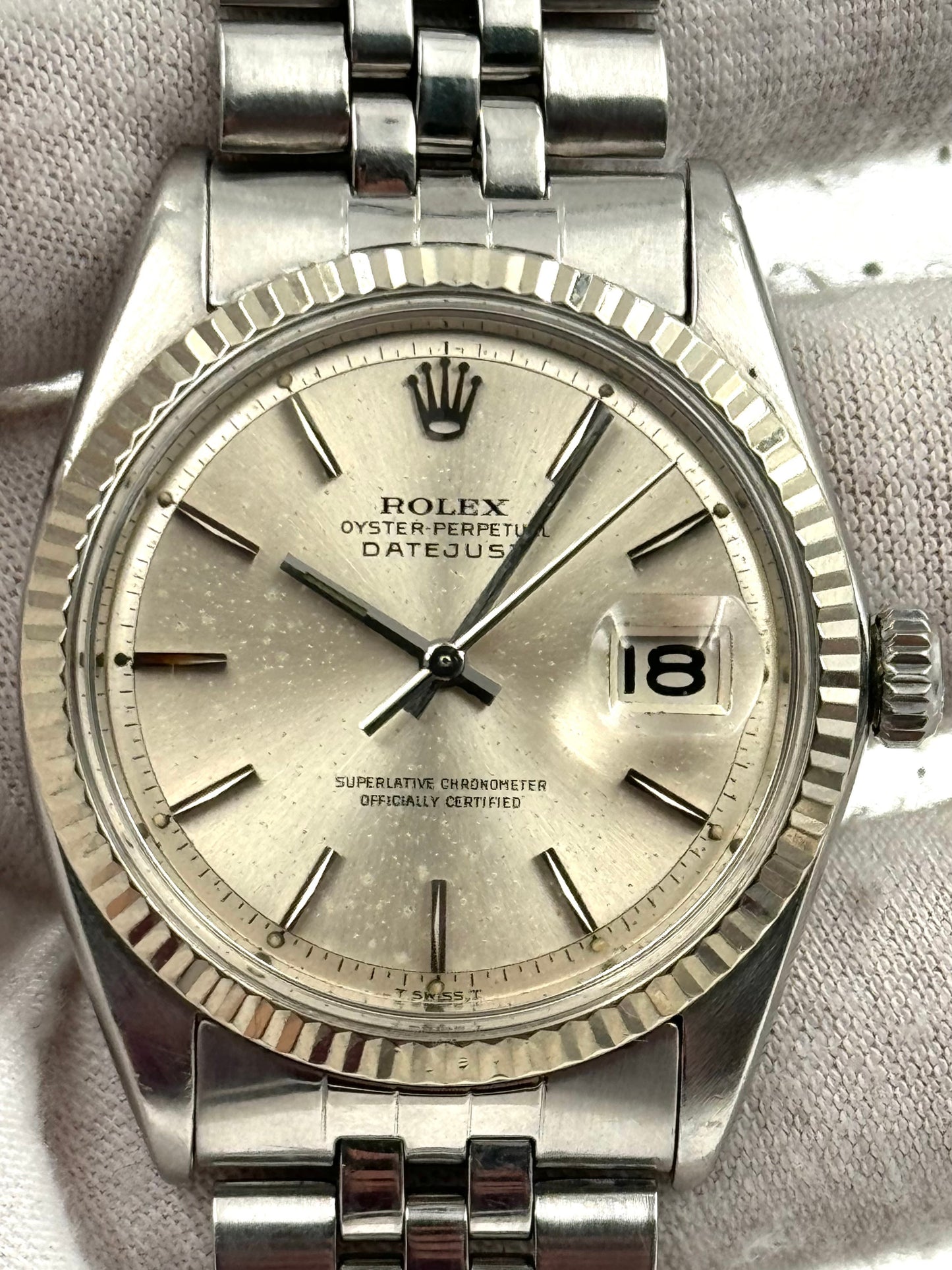 Rolex Datejust 36mm Silver Index Dial Jubilee Bracelet 1601 Watch Only