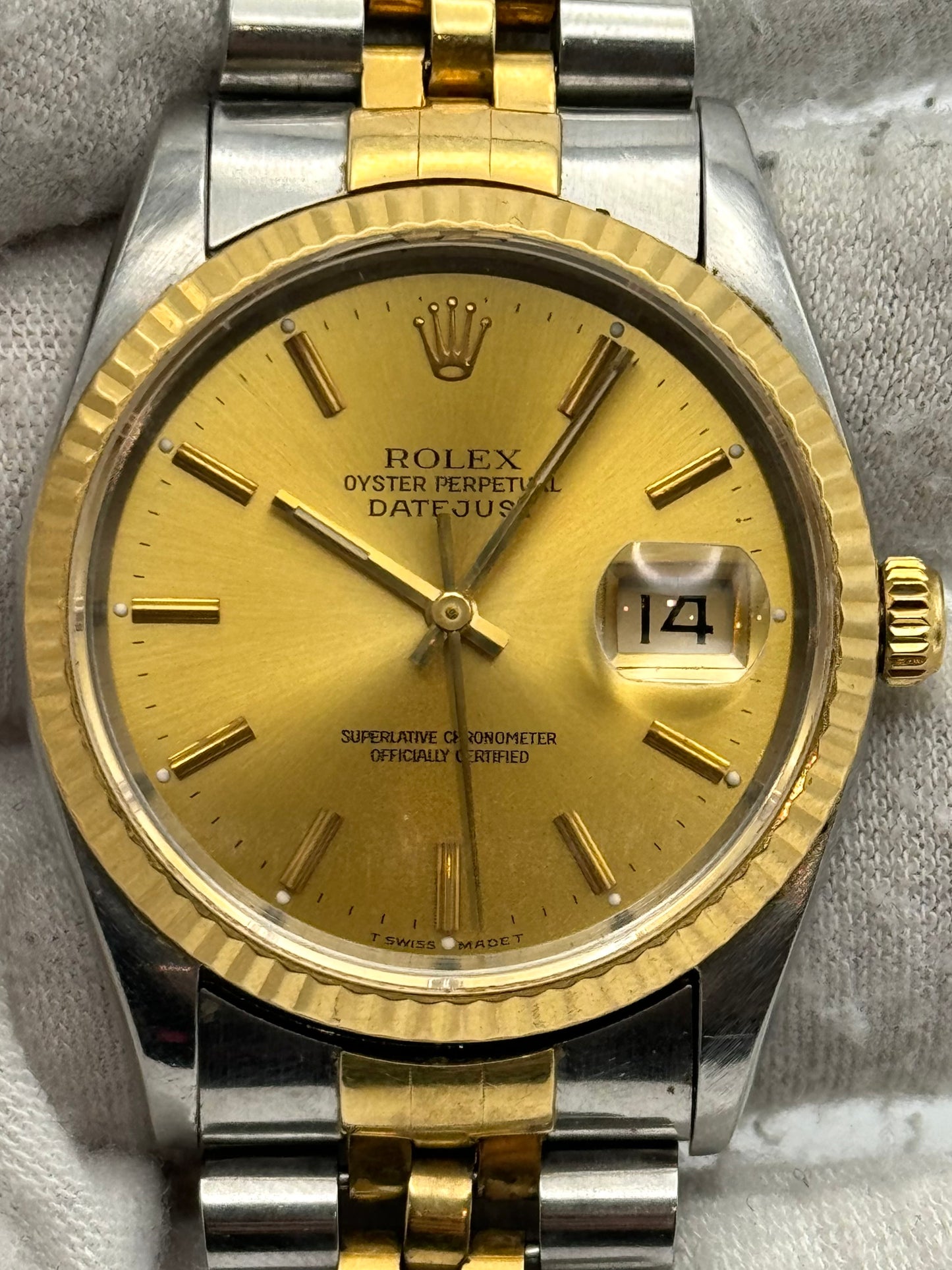 Rolex Datejust 36mm Champagne Index Dial Two Tone Jubilee Bracelet 16233 Watch Only