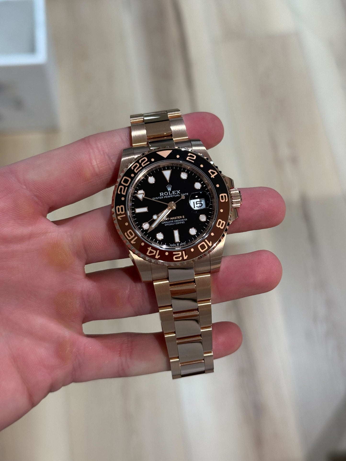 Rolex GMT-Master II Rootbeer Rose Gold Bracelet 126715CHNR Box & Papers 2024