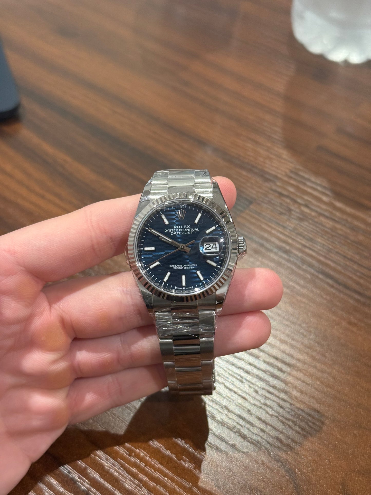 Rolex Datejust 36mm Blue Motif Dial Oyster Bracelet 126234 Box & Papers 2023