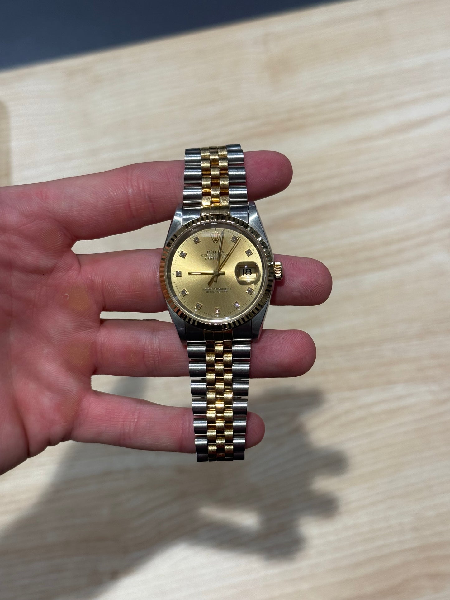 Rolex Datejust 36mm Champagne Diamond Dial Jubilee Bracelet 16233 Watch Only