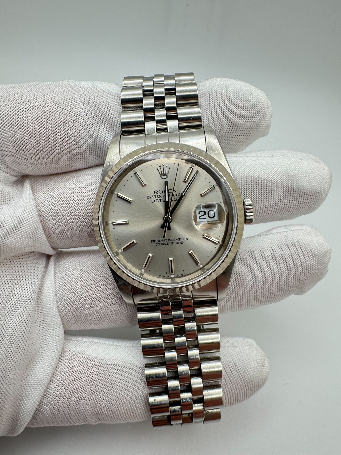 Rolex Datejust 36mm Silver Index Dial Jubilee Bracelet Watch Only