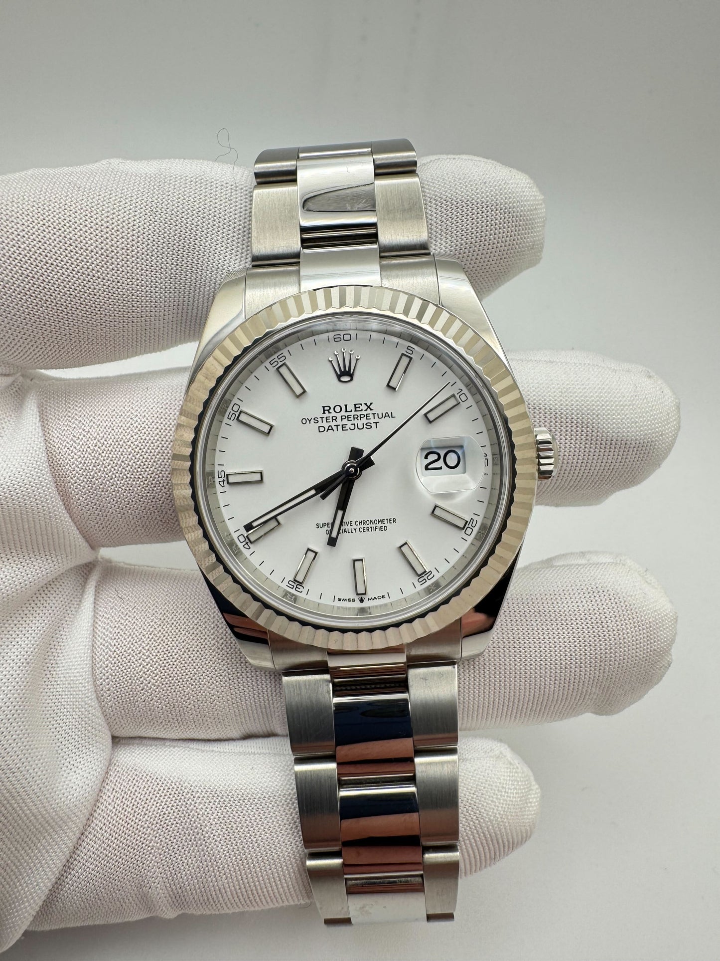 Rolex Datejust 41mm White Index Dial Stainless Steel Oyster Bracelet Watch Only