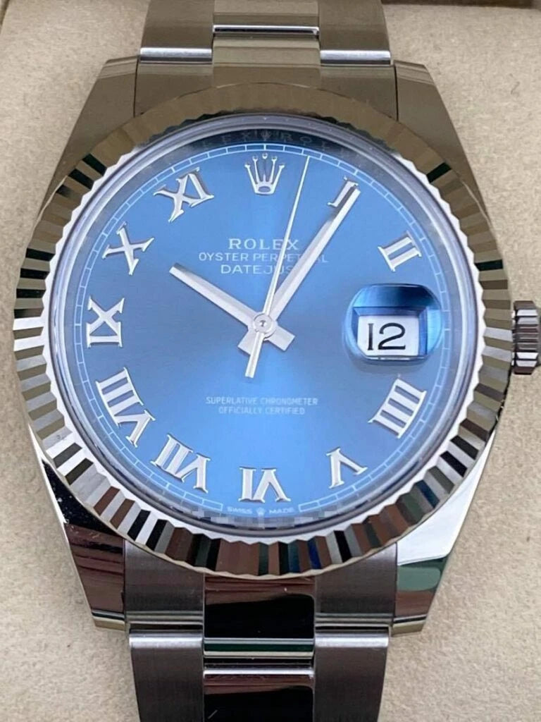 Rolex Datejust 41mm Fluted Blue Roman Dial Oyster Bracelet 126334 Box & Papers 2024