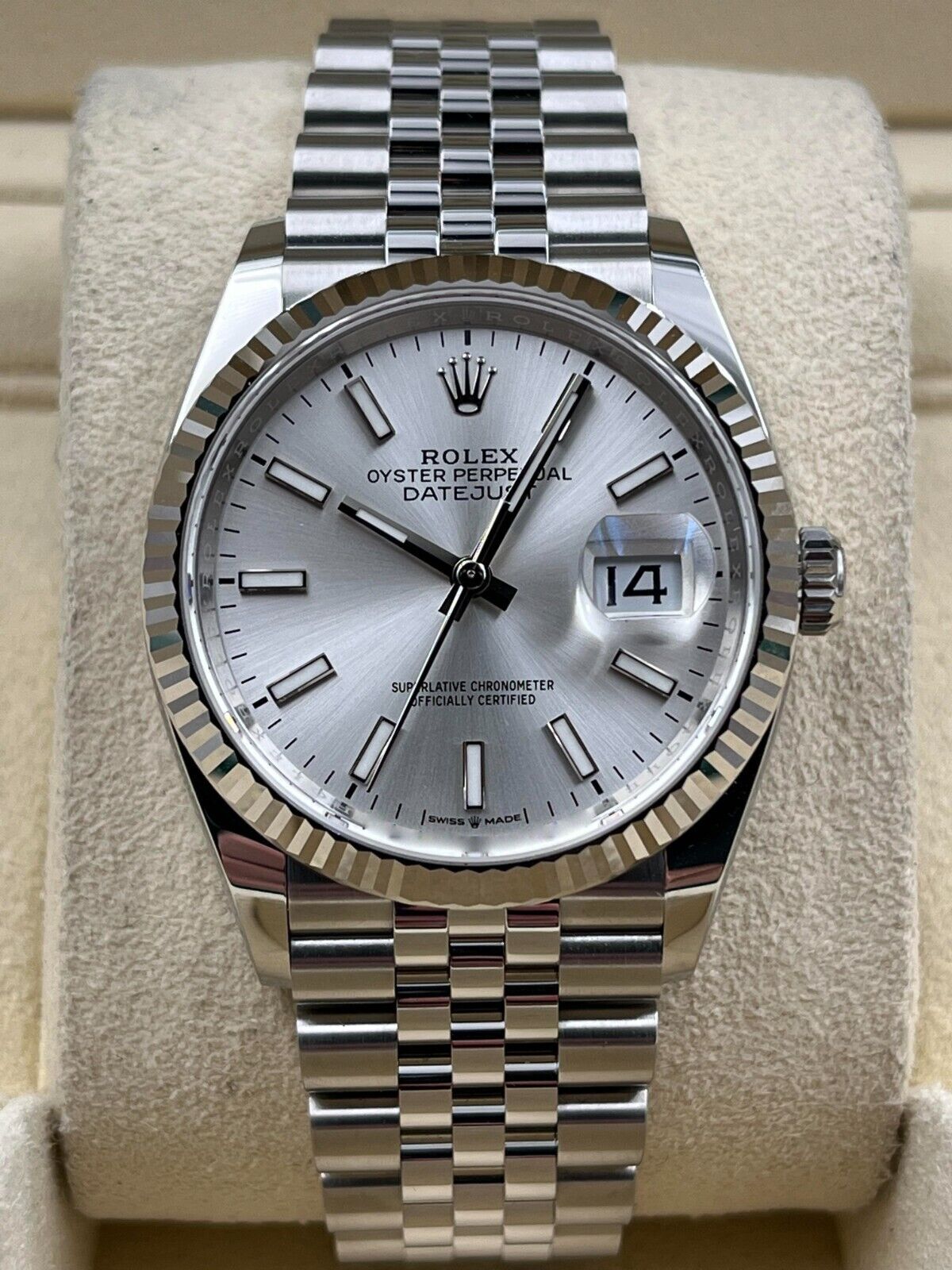 Rolex Datejust 36mm Fluted Silver Index Dial Jubilee Bracelet 126234 Box & Papers 2024