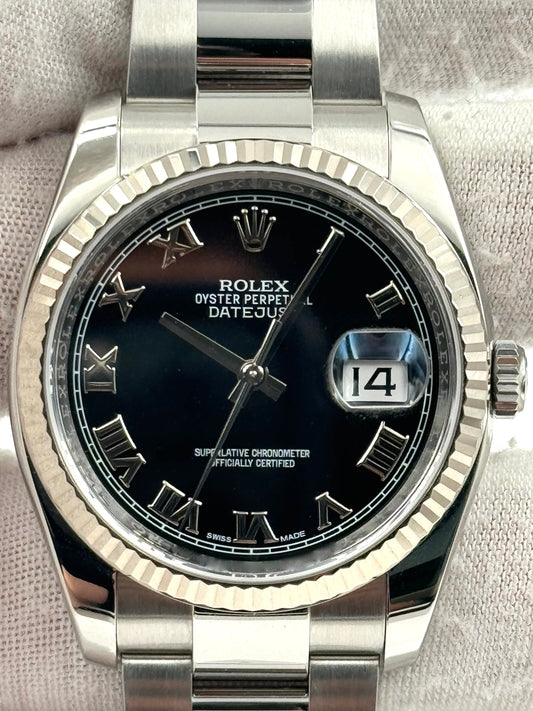 Rolex Datejust 36mm Black Roman Dial Oyster Bracelet 116234 Watch Only