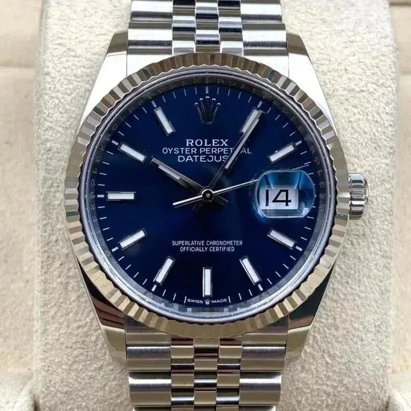 Rolex Datejust 36mm Fluted Blue Index Dial Jubilee Bracelet 126234 Box & Papers 2024