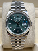 Rolex Datejust 36mm Smooth Mint Green Index Dial Jubilee Bracelet 126200 Box & Papers 2025