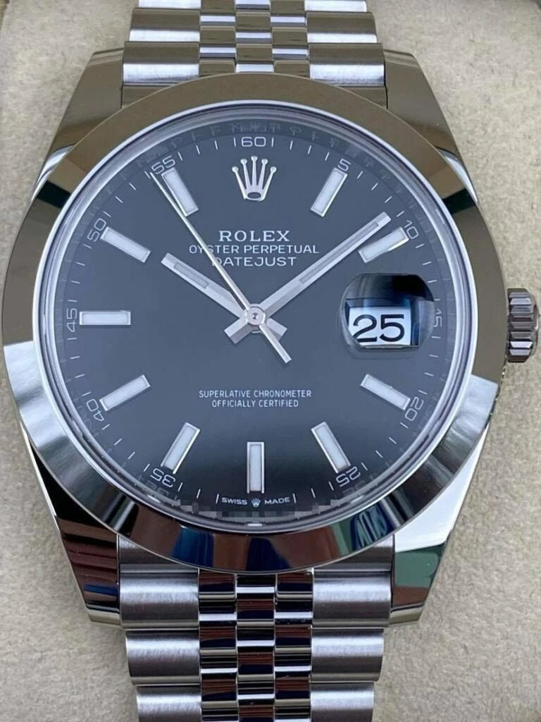 Rolex Datejust 41mm Smooth Black Index Dial Jubilee Bracelet 126300 Box & Papers 2024