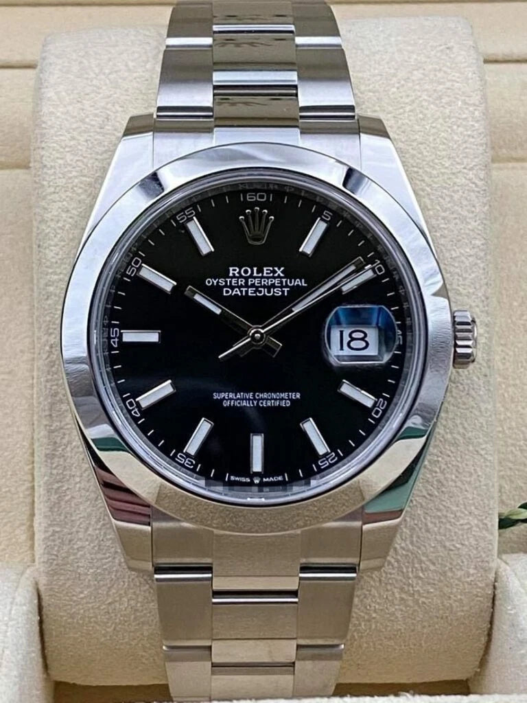 Rolex Datejust 41mm Smooth Black Index Dial Oyster Bracelet 126300 Box & Papers 2024