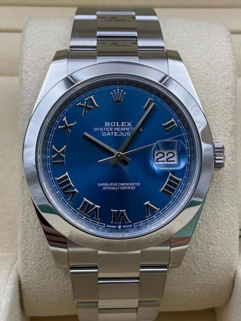 Rolex Datejust 41mm Smooth Blue Roman Dial Oyster Bracelet 126300 Box & Papers 2024