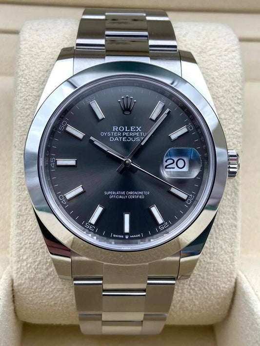 Rolex Datejust 41mm Smooth Rhodium Index Dial Oyster Bracelet 126300 Box & Papers 2024
