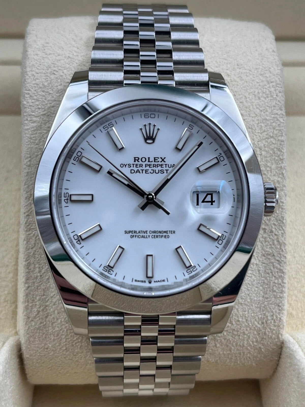 Rolex Datejust 41mm Smooth White Index Dial Jubilee Bracelet 126300 Box & Papers 2024