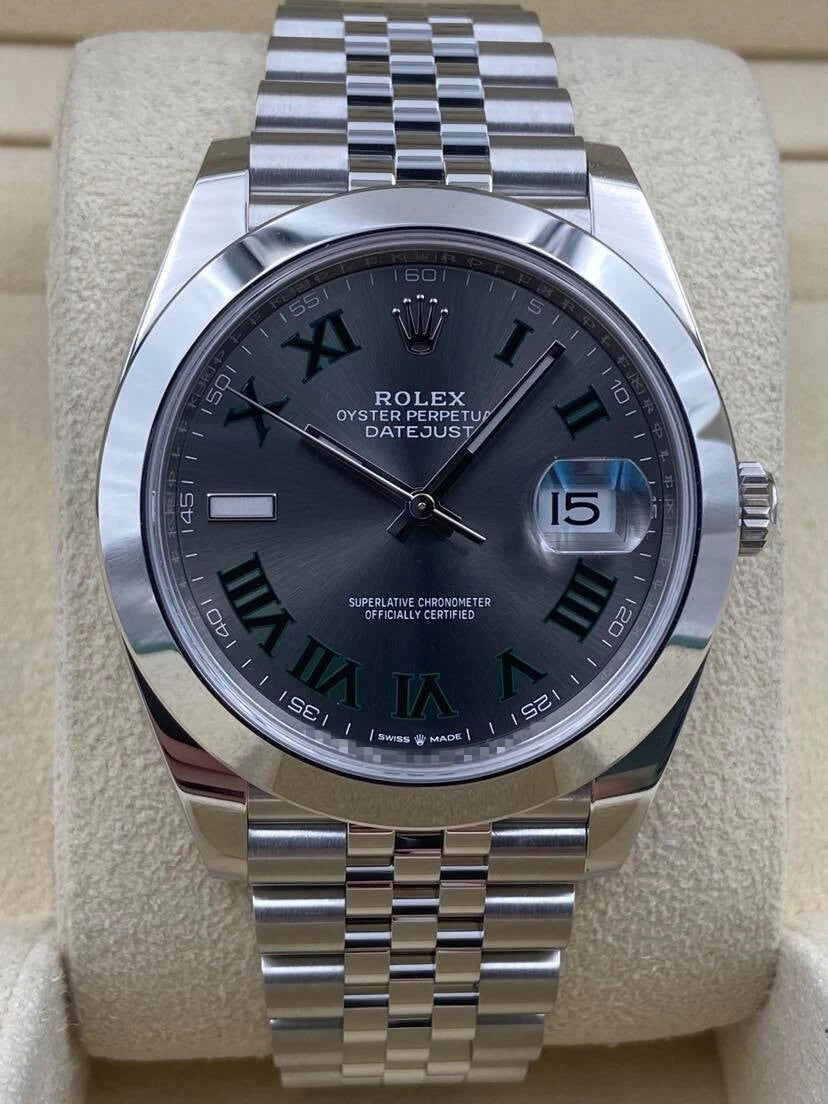 Rolex Datejust 41mm Smooth Wimbledon Roman Dial Jubilee Bracelet 126300 Box & Papers 2024
