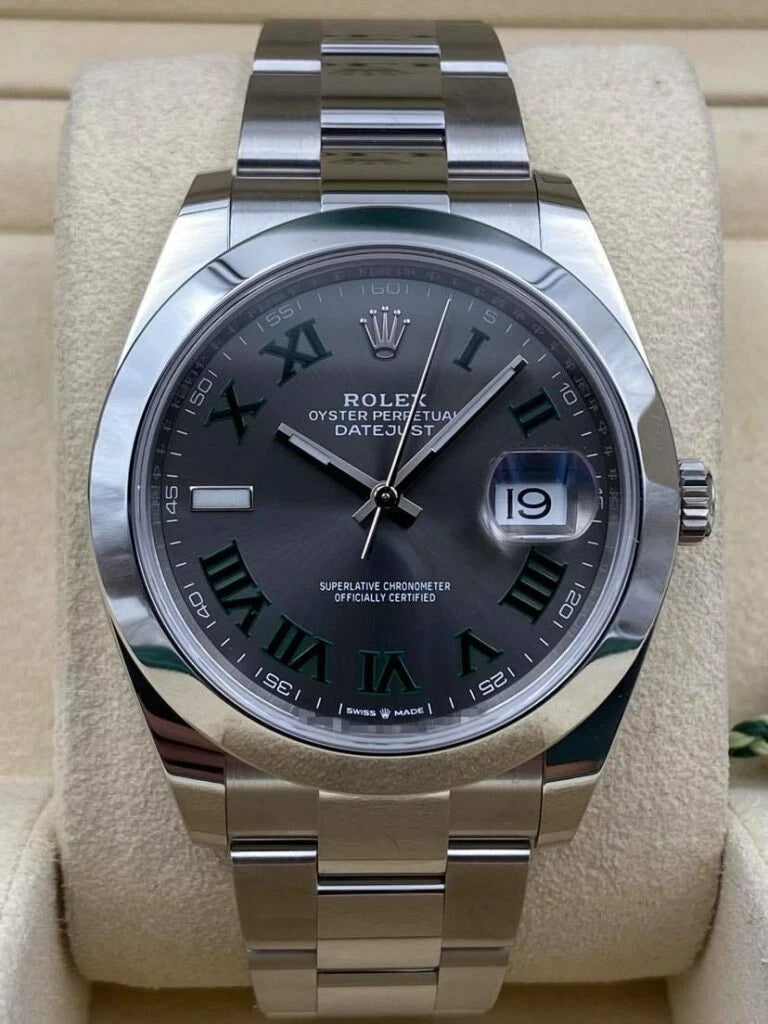 Rolex Datejust 41mm Smooth Wimbledon Roman Dial Oyster Bracelet 126300 Box & Papers 2024