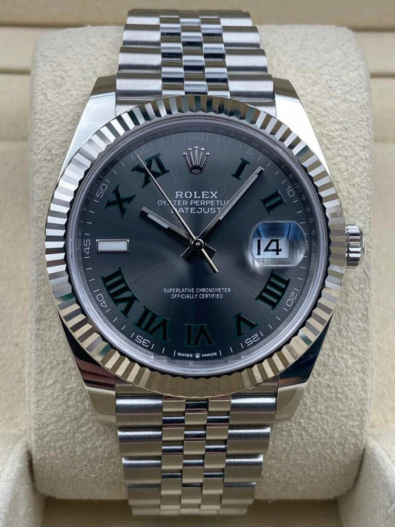 Rolex Datejust 41mm Fluted Wimbledon Dial Jubilee Bracelet 126334 Box & Papers 2024