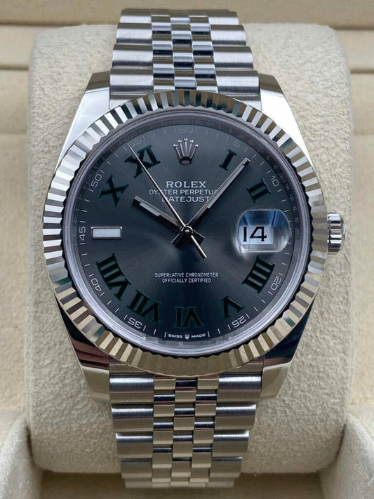 Rolex Datejust 41mm Fluted Wimbledon Dial Jubilee Bracelet 126334 Box & Papers 2024