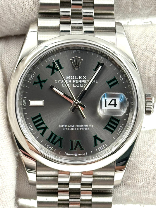 Rolex Datejust 36mm Smooth Wimbledon Dial Jubilee Bracelet 126200 Box & Papers 2024