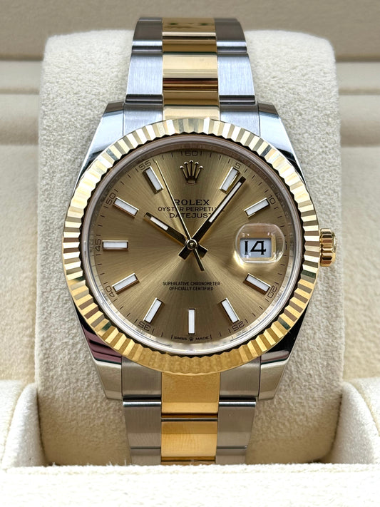 Rolex Datejust 41mm Fluted Champagne Dial Two Tone Oyster Bracelet 126333 Box & Papers 2024