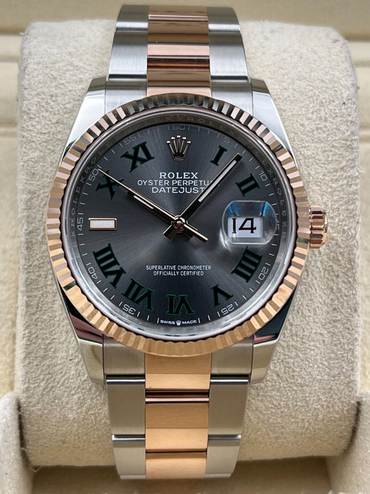 Rolex Datejust 36mm Fluted Wimbledon Dial Two Tone Oyster Bracelet 126231 Box & Papers 2024