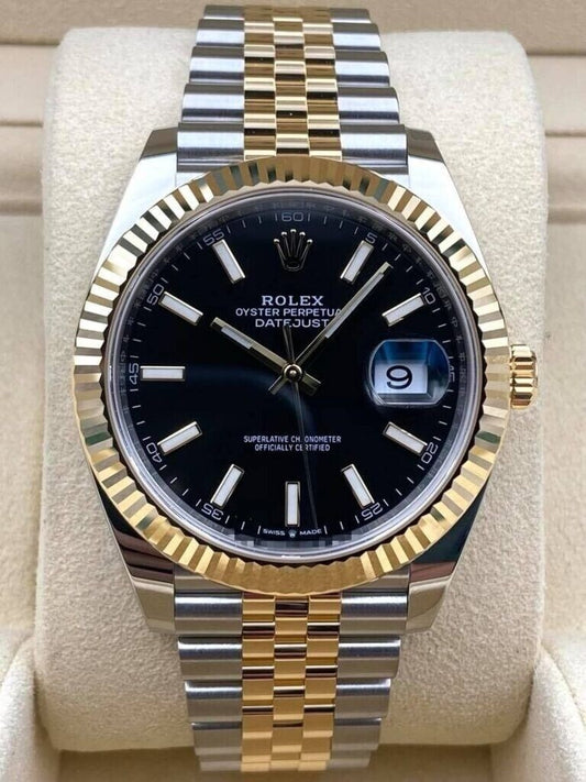 Rolex Datejust 41mm Fluted Black Dial Two Tone Jubilee Bracelet 126333 Box & Papers 2024