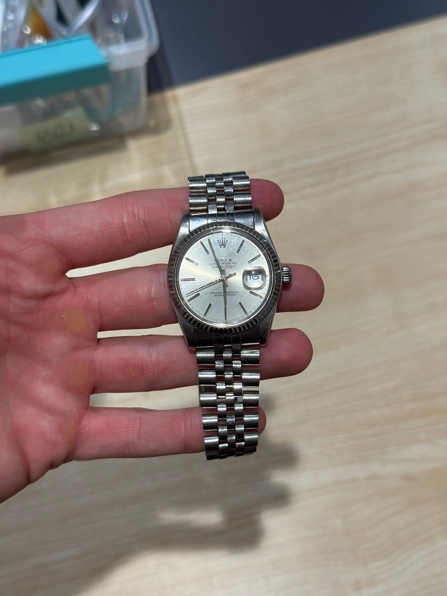 Rolex Datejust 36mm Silver Index Dial Jubilee Bracelet 16014 Watch Only