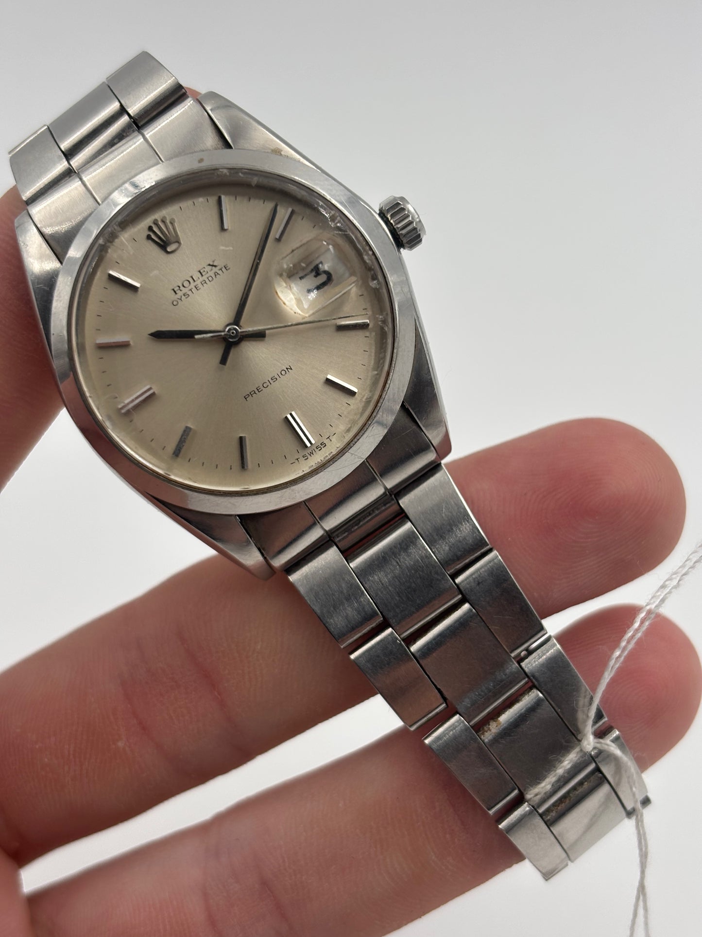 Rolex Oysterdate Precision 34mm Silver Dial Oyster Bracelet 6694