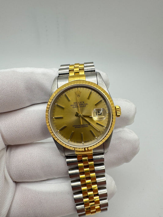 Rolex Datejust 36mm Champagne Index Dial Two Tone Jubilee Bracelet Watch Only