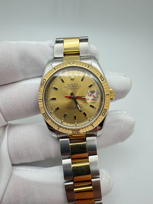 Rolex Datejust 36mm Turnograph Champagne Dial Two Tone Oyster Bracelet Watch Only