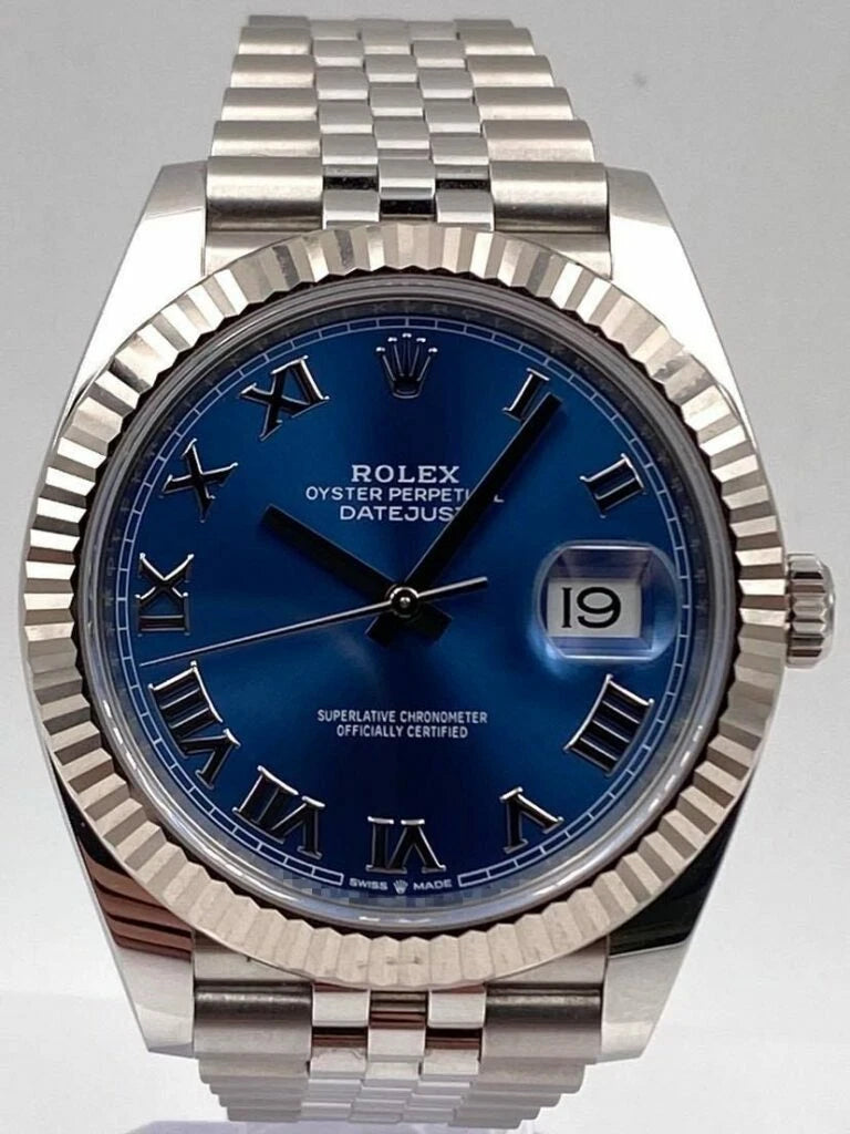 Rolex Datejust 41mm Fluted Blue Roman Dial Jubilee Bracelet 126334 Box & Papers 2024