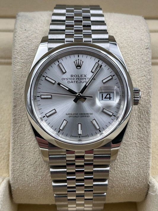 Rolex Datejust 36mm Smooth Silver Index Dial Jubilee Bracelet 126200 Box & Papers 2024