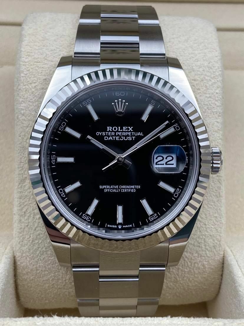 Rolex Datejust 41mm Fluted Black Index Dial Oyster Bracelet 126334 Box & Papers 2024