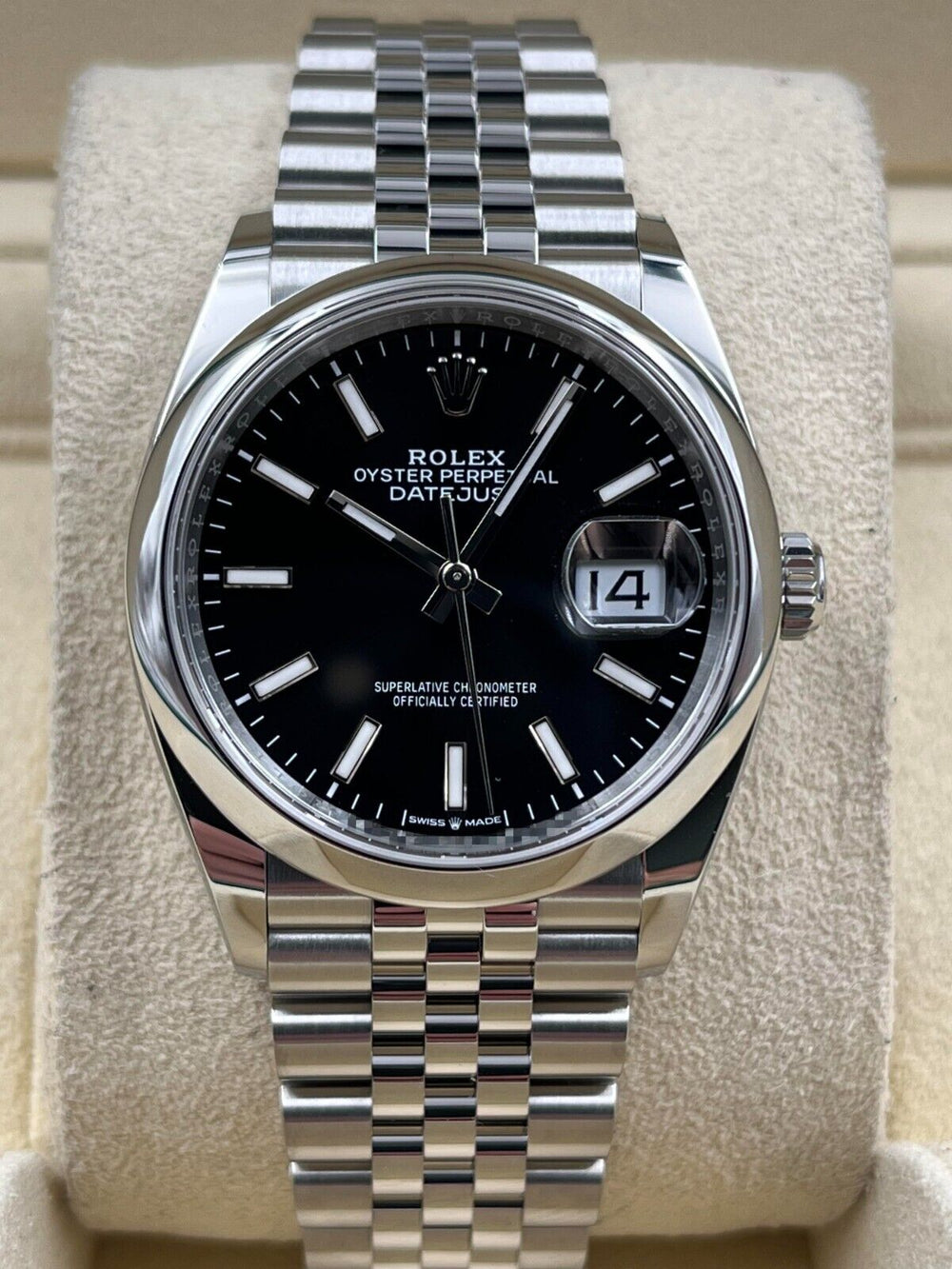 Rolex Datejust 36mm Smooth Black Index Dial Jubilee Bracelet 126200 Box & Papers 2025