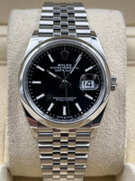 Rolex Datejust 36mm Smooth Black Index Dial Jubilee Bracelet 126200 Box & Papers 2025