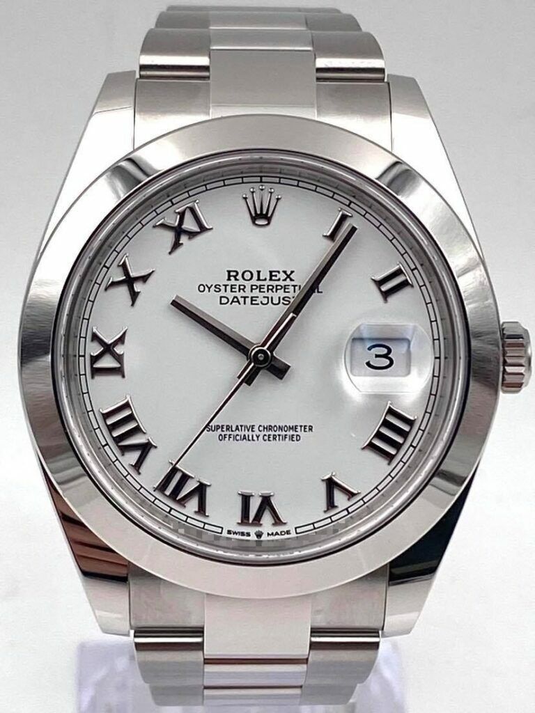 Rolex Datejust 41mm Smooth White Roman Dial Oyster Bracelet 126300 Box & Papers 2024