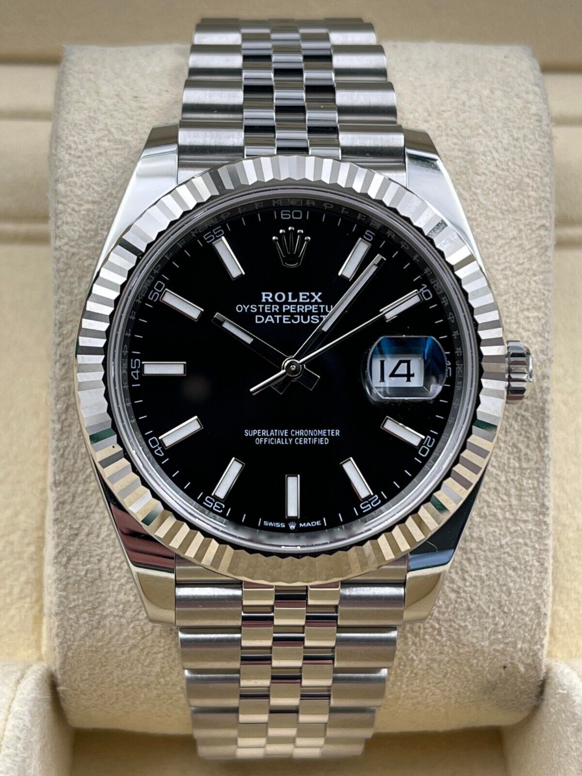 Rolex Datejust 41mm Fluted Black Index Dial Jubilee Bracelet 126334 Box & Papers 2024