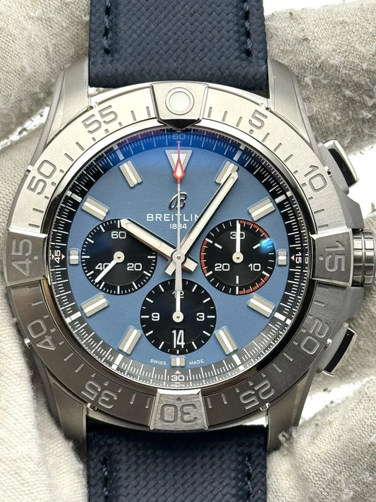 Breitling Super Avenger B01 Chronograph 46mm Blue Dial Leather Strap EB0148 Unworn 2025