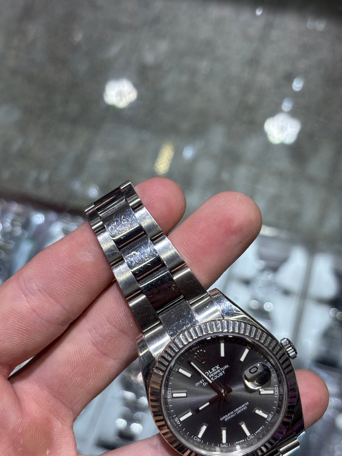 Rolex Datejust 41mm Rhodium Index Dial Oyster Bracelet Ref 126334