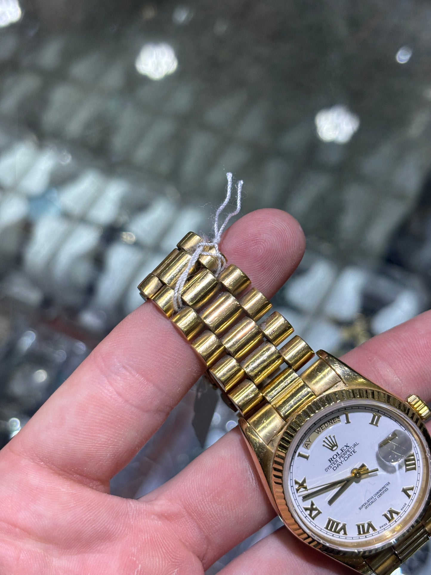 Rolex Day Date 36mm White Roman Jubilee Bracelet 18038