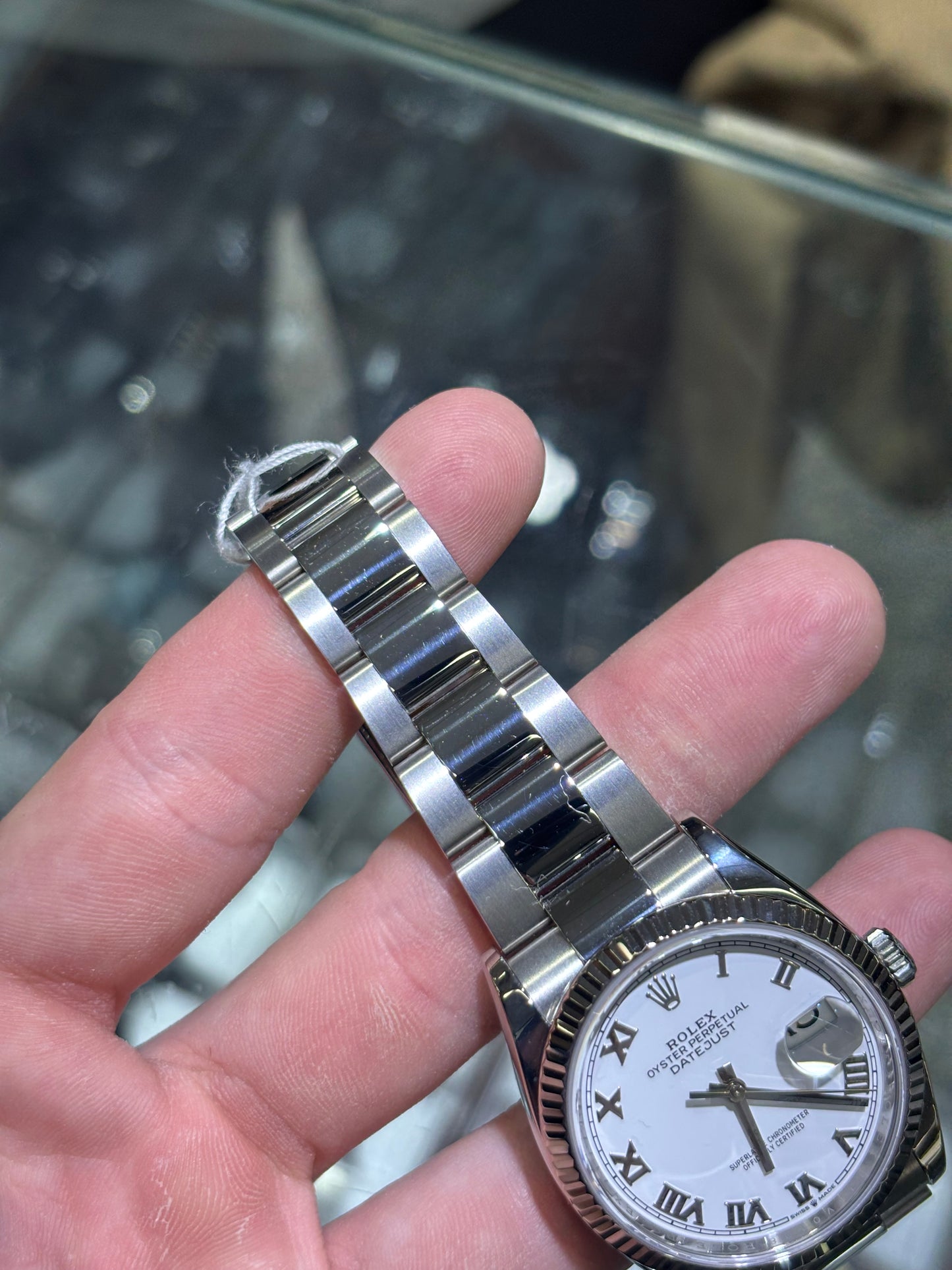 Rolex Datejust 36mm White Roman Dial Fluted Oyster Bracelet Box and Papers 2024 126234