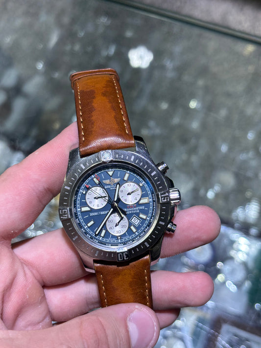 Breitling Colt Chronograph II Blue Dial AM Leather Strap 1643837