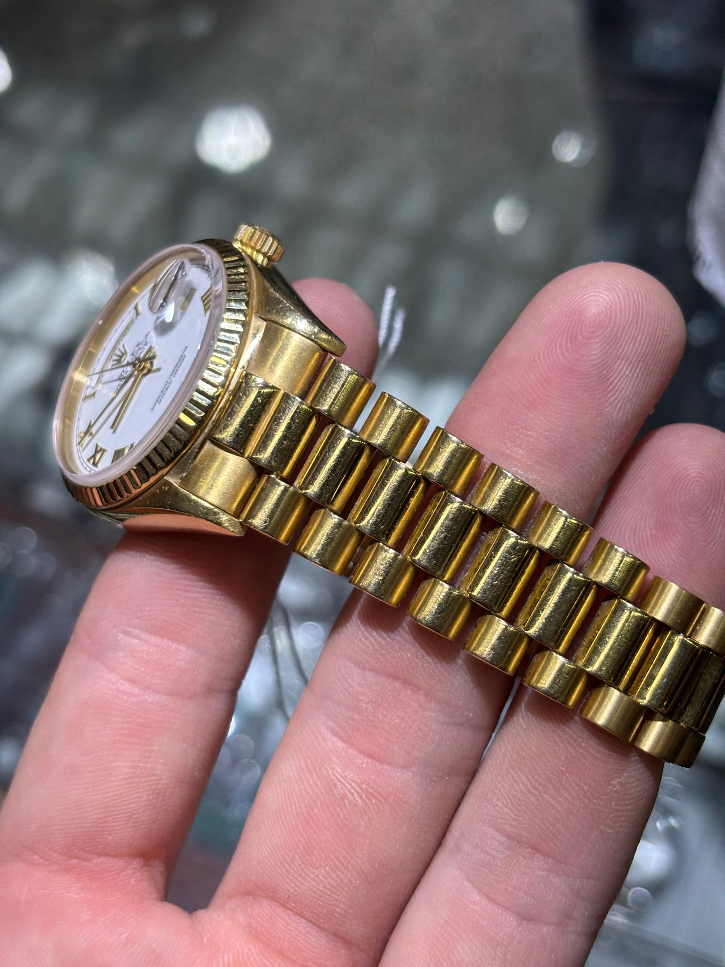 Rolex Day Date 36mm White Roman Jubilee Bracelet 18038