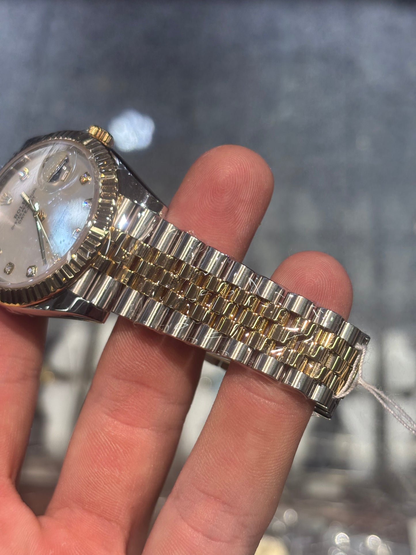 Rolex Datejust 41mm MOP Diamond Fluted Jubilee Bracelet Box and Papers 162333