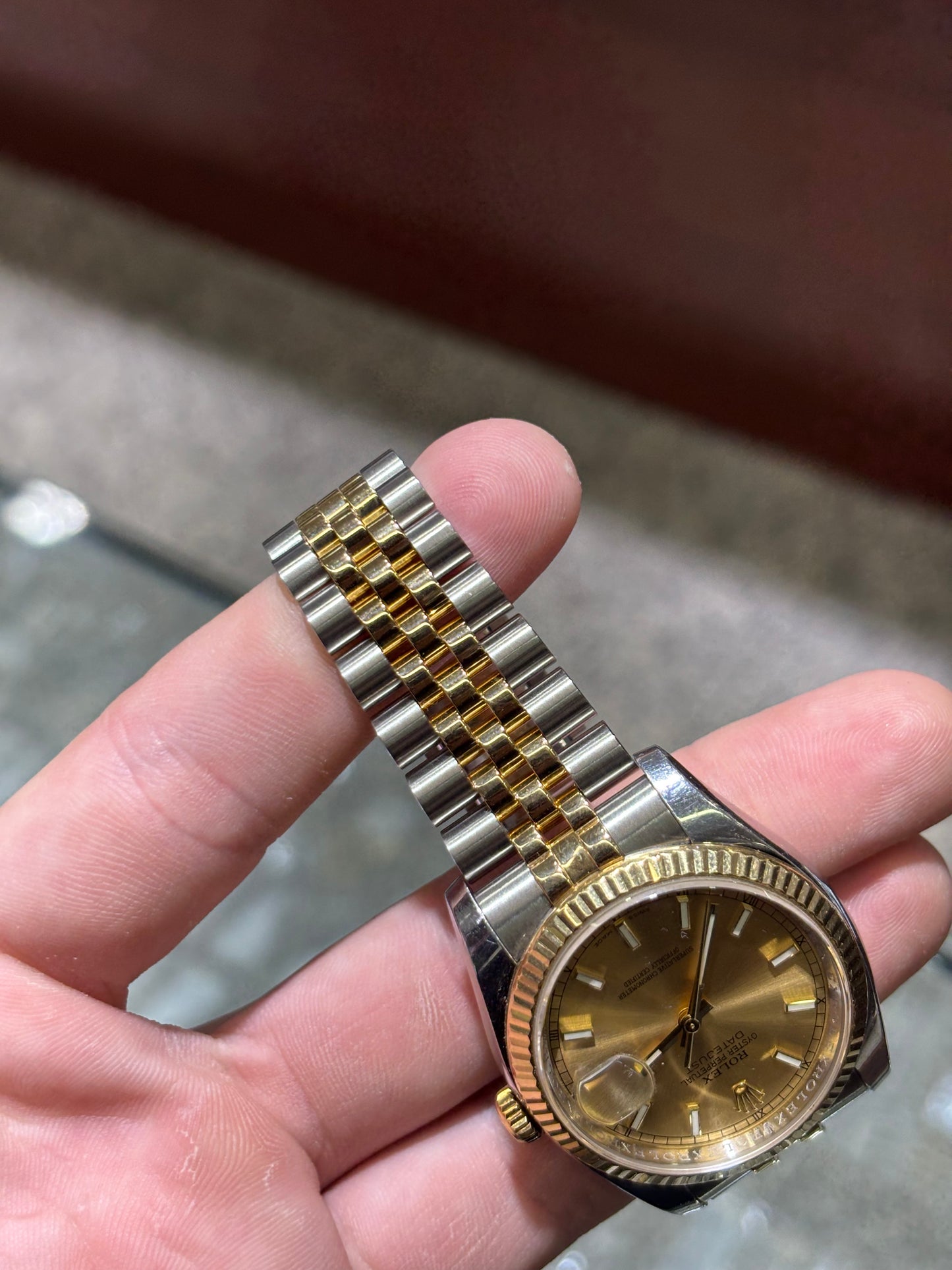 Rolex Datejust 36mm Champagne Stick Fluted Jubilee 116233