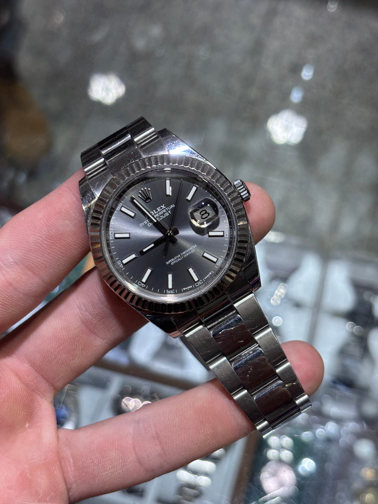 Rolex Datejust 41mm Rhodium Index Dial Oyster Bracelet Ref 126334